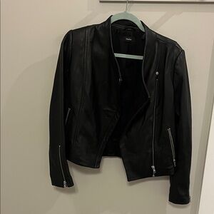 Theory Black Asymmetrical Leather Jacket